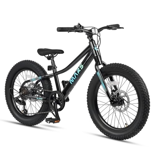 Glerc Mars Kids Mountain Bike, 20 24 Inch Fat Tire Bike for Teen Ages 6-14 Year Old, Bicycle with 2.8-Inch Wide Tires and 6 Speed Drivetrain, Multiple Colors