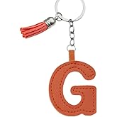 tenghong2021 Cute Leather Key Chains for Women Initial Letter Keychains Tassel Charms for Key Purse Handbags Backpack