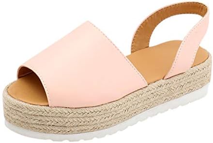Orangeskycn Women Sandals Ladies Summer Flat Waterproof Platform Woven Thick-Bottom Sandals Roman Shoes