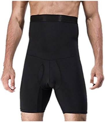 Leright Men's High Waist Slimming Tummy Control Abs Shaper With Boxer Brief, Black, XL(US Size L)