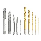 KKmoon 10pcs Cobalt Left Hand Drill Bit Broken Bolt Damaged Screw Extractor Set with Metal Case