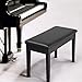 Yaheetech Duet Wooden Piano Bench Stool with Padded Leather Cushion Deluxe Comfort and Storage for Music Books Sheet Black