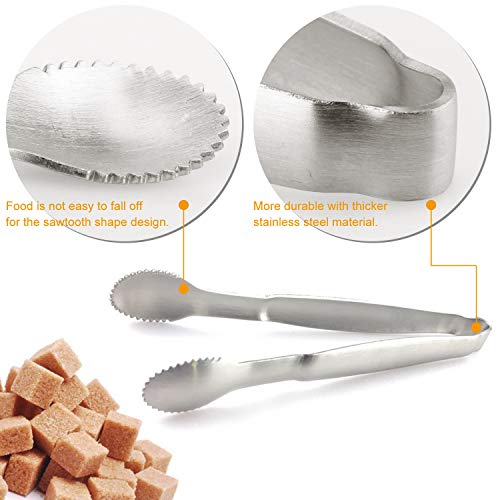 Tonmidej 4 inch Mini Sugar Cube Tongs Set of 8 Stainless Steel