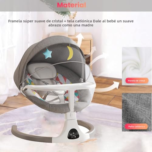 YHDZSW Mecedora Eléctrica para Bebé con Plato de Cena, Silla Acolchada Multifuncional para bebés con Mosquitera, Mando a Distancia, Control App, Control Inteligente de 5 Velocidades