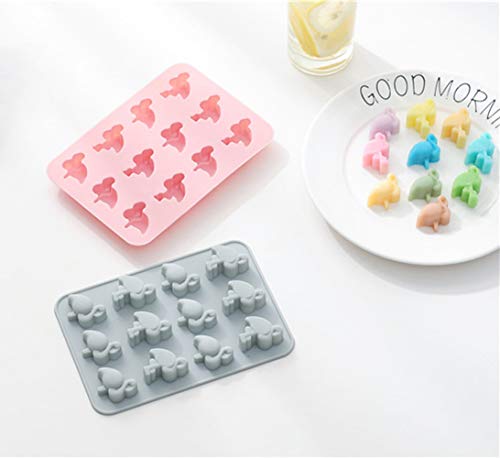 Silicone Flamingo Ice Cube Trays Ice Mold - 12 Flamingo Cavity Chocolate Candy Mold, Set of 2