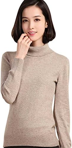 Wome's Cashmere Sweater Pullover High Collar Turtleneck Solid Color Basic Long Sleeve Sweater Tops Blouse