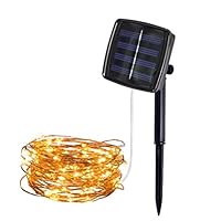 YRD TECH 6.5ft/2M 20Lights Outdoor Solar Powered Copper Wire Light String Fairy Party Decor (Yellow)