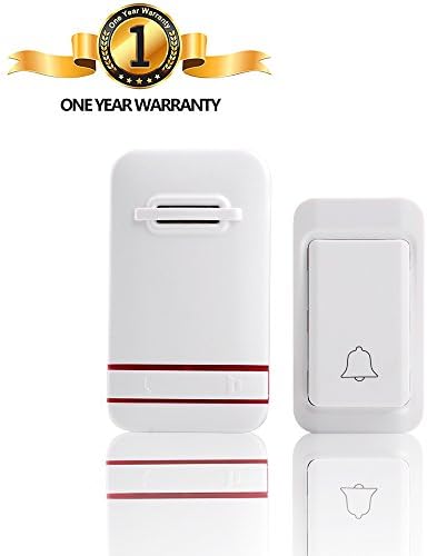 Wireless Doorbell,Bells Transformers Kits with Push Button&Plug-in Receiver,400 Feet Operating Range, 38 Chimes Adjustable,3-Level Volume,LED Flash Lights,Self-Powered Function(No Battery Required)