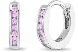 IN SEASON JEWELRY 925 Sterling Silver Cubic Zirconia Small Hoop Earrings for Infants, Toddlers, and Little Girls 0.39" - Classic and Beautiful Huggie Earrings Beautiful Jewelry for Any Special Occasion