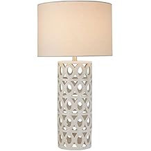 Stone & Beam Ceramic Geometric Table Lamp, 25"H, with Bulb, White Shade