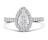 TOP GRADE 2 CARAT RADIANT PEAR CUT SONA NSCD SIMULATED DIAMOND RING HALO DESIGN SOLID 925 SILVER
