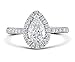 TOP GRADE 2 CARAT RADIANT PEAR CUT SONA NSCD SIMULATED DIAMOND RING HALO DESIGN SOLID 925 SILVER