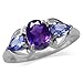 Silvershake 1.14ct. Natural African Amethyst and Tanzanite 925 Sterling Silver Classic Ring