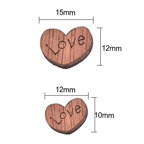 400 Pieces Wooden Love Hearts Natural Ornaments Crafts Decor Rustic Wooden Pattern Love Heart Weddin - //coolthings.us