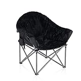 Camping World Oversized Portable Folding Comfy Saucer Plush Moon Dorm Chairs for Camping, Outdoor, Bedroom with Carry Bag Support 350lbs
