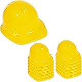 Yellow Construction Hat for Adults - 12 Plastic Hard Hats by Funny Party Hats