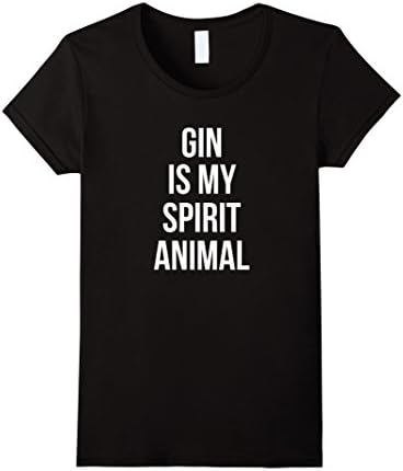 Womens Gin Is My Spirit Animal Drinking T-Shirt XL Black