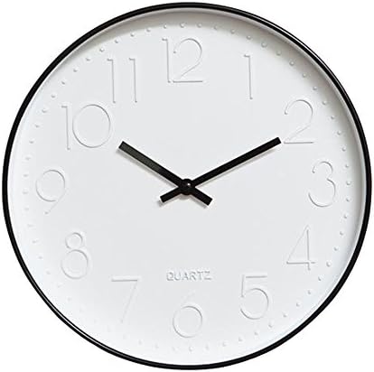 Foyou 12 Inch Silent Non Ticking Quartz Modern Round Decoretive Wall Clock (Black)