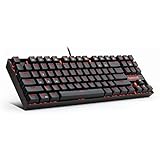Redragon K552 RED LED Backlit Mechanical Gaming Keyboard Small Compact 87 Key Metal Mechanical Computer Keyboard KUMARA USB Wired Cherry MX Blue Equivalent Switches for Windows PC Gamers - Black