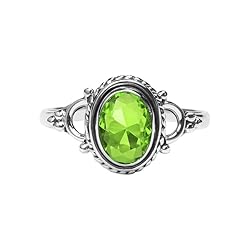 Peridot Stone Ring, 925 Sterling Silver Ring