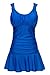 Wantdo de la mujer Solid Backless Skirtini Swimsuit, Suave, Sapphire Blue,US8(Large)