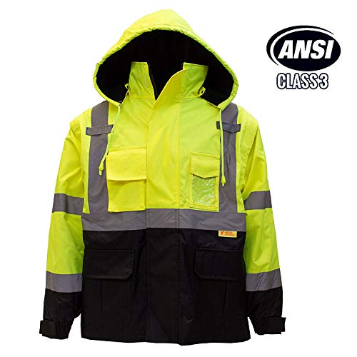 Troy Safety Men's Ansi Class 3 High Visibility Safety Bomber Jacket With Zipper, PVC Pocket, Black Bottom, Qty1(5XL,Orange)