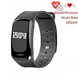 Blood Pressure Bracelet Fitness Tracker - Homestec S4 Smart Watch with SPO2H Heart rate monitor Sleeping Management Pedometer with OLED Touch Screen for Android iOS (Black)
