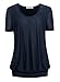 BAISHENGGT Women's Short Sleeve Pleated Front Mesh Blouse