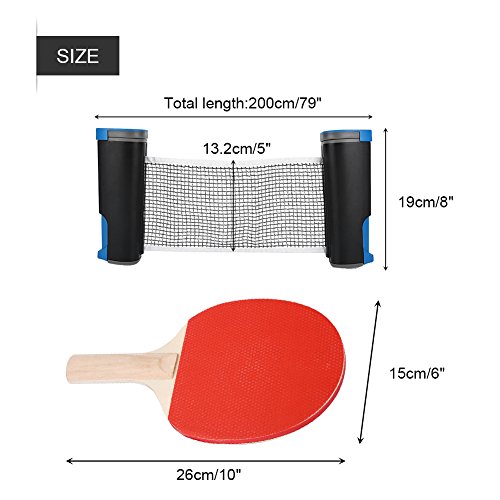 Portable Table Tennis Net Rack, Table Tennis Set 2 Bats and 3 Balls