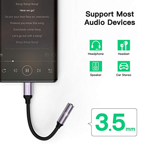 Posugear Hoofdtelefoonadapter, USB C hoofdtelefoonadapter, USB C naar 3,5 mm jack-adapter, microfoon voor Samsung S20… - Afbeelding 7