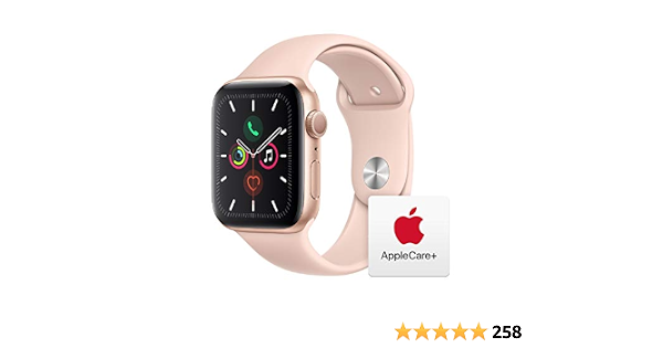 Amazon.com: Apple Watch Series 5 (GPS, 44mm) - Gold Aluminum Case with Pink  Sport Band with AppleCare+ Bundle : Electronics