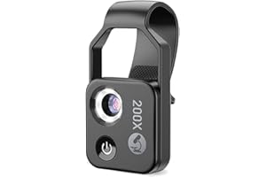 Luejnbogty 200X Cell Phone Microscope Accessory with Lens, Portable Mini Digital Microscope with LED Light/Universal Clip
