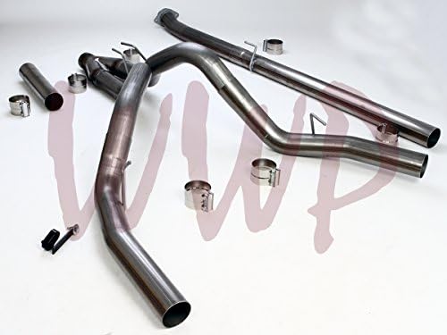 Performance Racing Off Road SS409 Stainless Steel Dual 4" DownPipe Down Pipe Back DPF Exhaust System Kit Compatible With 2011-2019 Ford F250 F350 Superduty Powerstroke 6.7L Turbo Diesel Pickup Truck