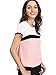 Romwe Women's Summer Triple Color Block Blouse Loose Fit Casual Teen Top Tshirt Pink L