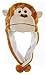 Animal Head Super Soft Plush Childrens Hat - Monkey