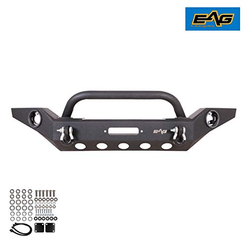 EAG Full Width Front Bumper with Fog Light Hole and Winch Plate Fit for 20182022 Wrangler JL