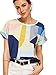 Romwe Women's Loose Geo Print Cuffed Short Sleeve Casual Blouse Tops