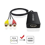 Composite to HDMI Converter, Nintendo 64 to HDMI, AV to HDMI Support 1080P with Power Adapter, RCA to HDMI for PS One, PS2, PS3, Nintendo 64, WII, WII U and SEGA Video Games Video Converter
