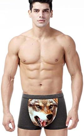 Carlie Mens 3D Sexy Wolf Head Boxers Briefs Underpants Short Underwear (XXL, Dark Grey)