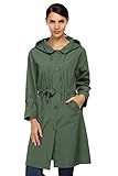 Fanala Women Raincoat Packable Hiking Travel Hooded Rain Jacket Trench Windbreaker