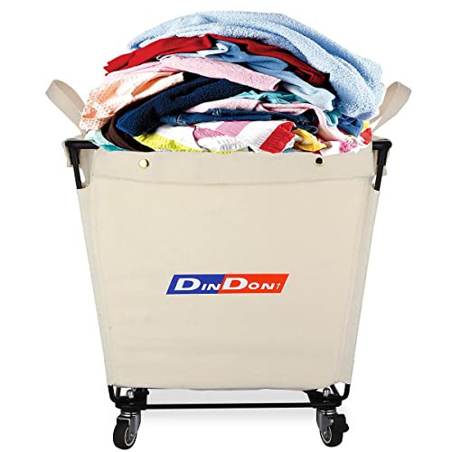 HeavyDuty Canvas Laundry Hamper with Wheels for Home Closet Large Rolling Laundry Basket with