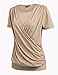 Zeagoo Women's Scoop Neck Long Sleeve Pleated Front Fitted Blouse,XX-Large,Beige