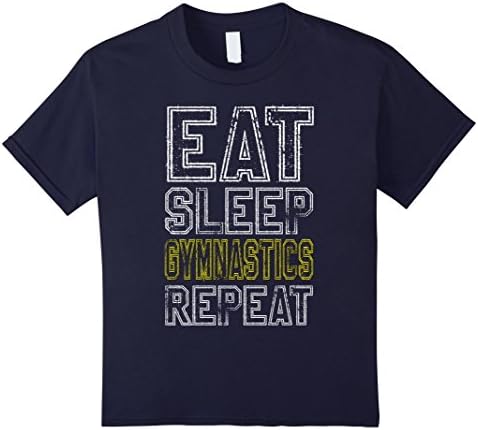 Kids Eat Sleep Gymnastics Repeat Shirt Funny Obsessed Gymnast Tee 8 Navy