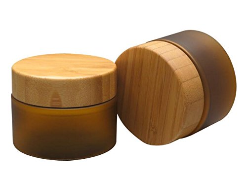 150ML 5oz Empty Amber PET Plastic Cosmetic Container Case with Natural Bamboo Cap Cream Lotion Box Ointments Bottle Food Bottle Makeup Pot Jar