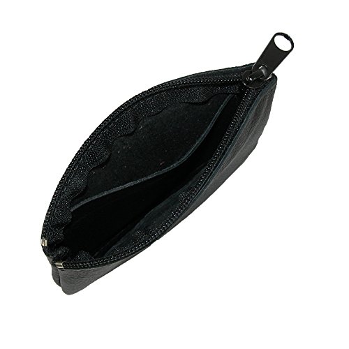 CTM Unisex Leather Credit Card Pouch and Coin Holder, Black