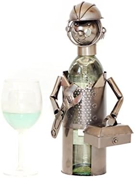 Giftly Wrapped Highest Quality Handmade Gift: Construction Contractor w/Toolkit Handmade Metal Wine Bottle Caddy