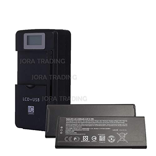 OEM Battery BV-L5C for Nokia Lumia 640 LTE w/Universal LCD Battery Charger + USB-Port (Adjustable Dock) in Non-Retail Packaging
