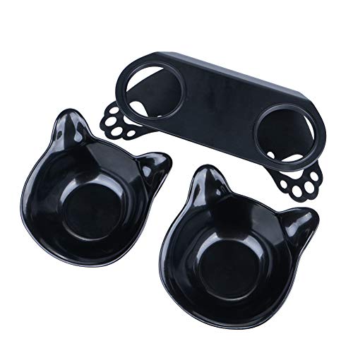 Pantula Anti Vomiting Cat Bowls, Elevated Plastic Cat Food Bowl, Tilted