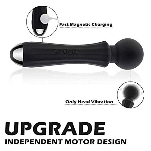 Adlme Massager, 8 Powerful Speeds 20 Vibration Modes, Portable Personal Rechargeable Massager, Magnetically Suction Charging, Handheld Cordless Waterproof Massager Muscle Aches Sports Recovery-Black