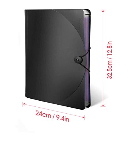 SanerDirect Expanding File Folders, 12 Pockets Multi-Color Accordion A4 Documents Bill Letter Organiser File, Plastic Portable Filling Storage with Big Capacity Expandable File with Cover - Thumbnail 4